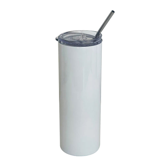20Oz/600ml Stainless Steels Tumbler With Straw & Lid (White)