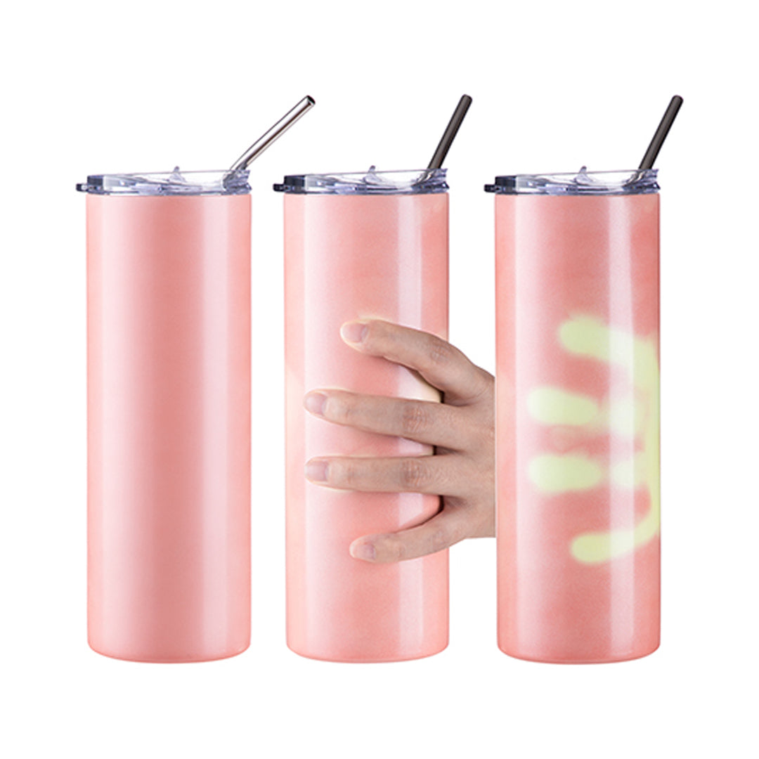 Warrior Definition Pink Color Changing Plastic Tumbler With Lid and Reusable  Straw