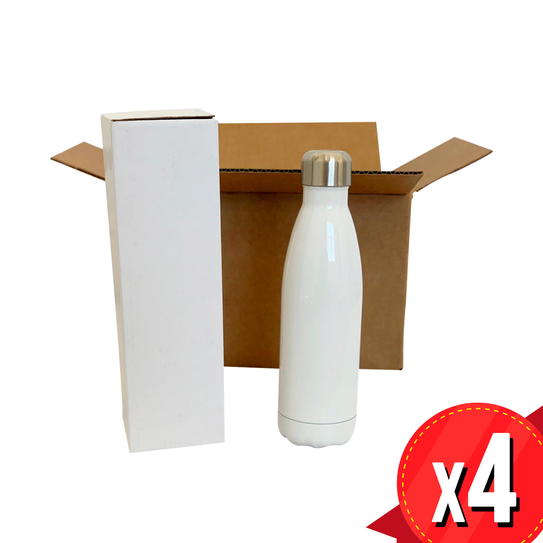 17 Oz White Metal Bottle x4 Units