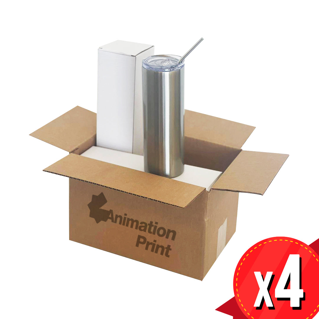 20Oz/600ml Stainless Steels Tumbler With Straw & Lid (Silver) x4 Units