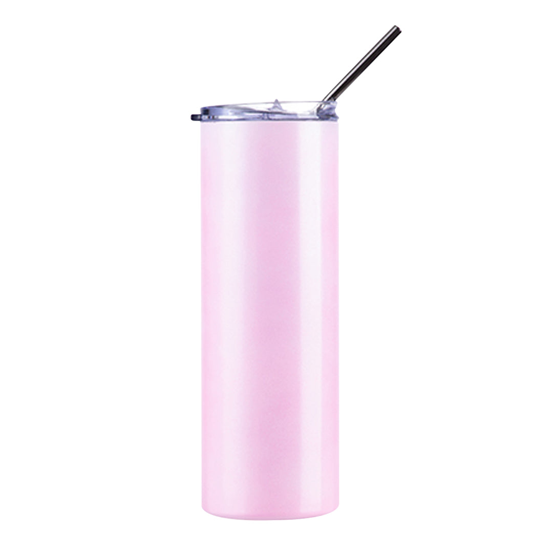 20oz/600ml Color Changing Tumbler with Straw & Lid (Heat Sensitive, Light Blue to Pink)