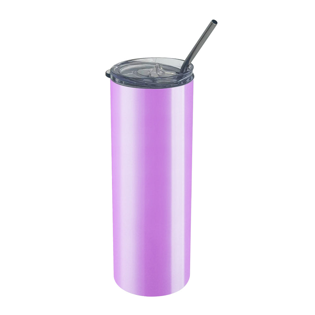 20oz/600ml Color Changing Tumbler with Straw & Lid (UV-Activated, White to Violet)