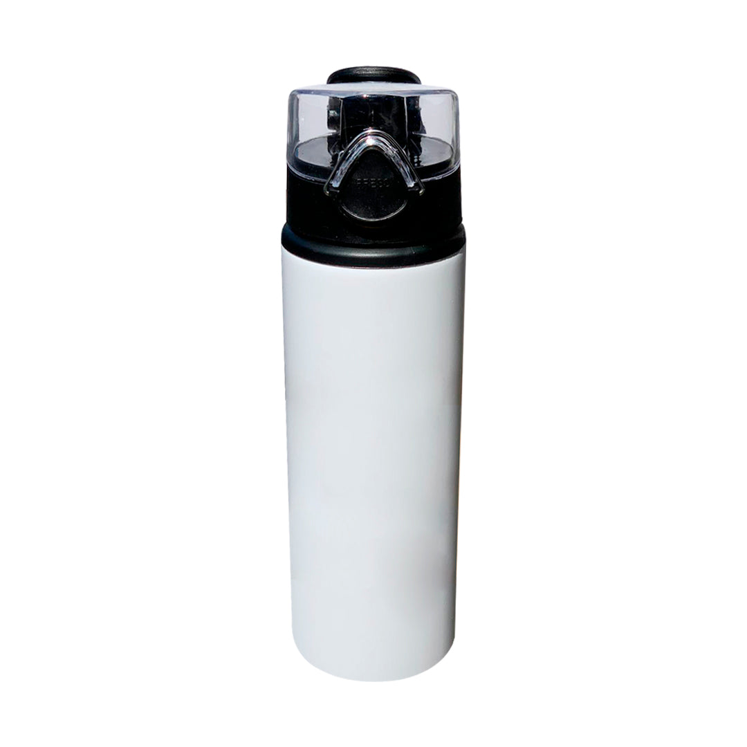 750ml Alu Water Bottle with Black Cap (White)