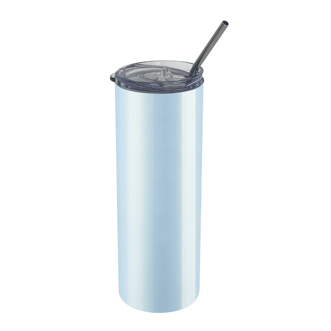 20oz/600ml Color Changing Tumbler with Straw & Lid (UV-Activated, White to Blue)