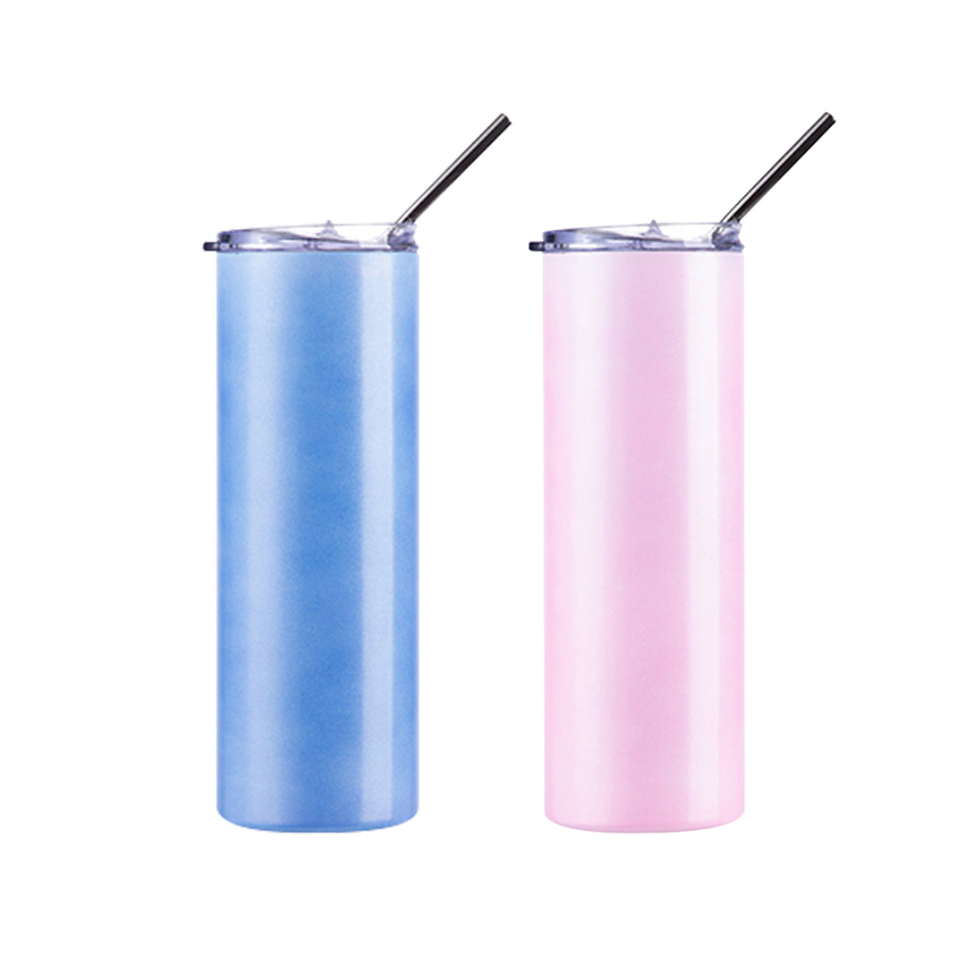20oz/600ml Color Changing Tumbler with Straw & Lid (Heat Sensitive, Light Blue to Pink)